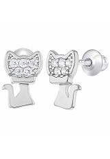 attractive tiny little cat screw back kids earrings